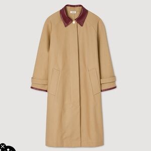 NWT Sandro Trench Coat with Leather Collar